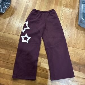 Edikted Burgundy Joggers with White Stars